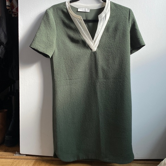 *4 for $20* Green and white Sandro shirt dress size 1 - Picture 1 of 5